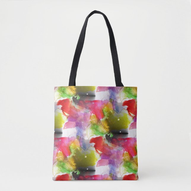 Tote Bag Texture de conception rouge, aquarelle jaune (Devant)