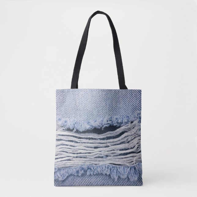 Tote Bag Texture de jean bleu clair torn (Devant)