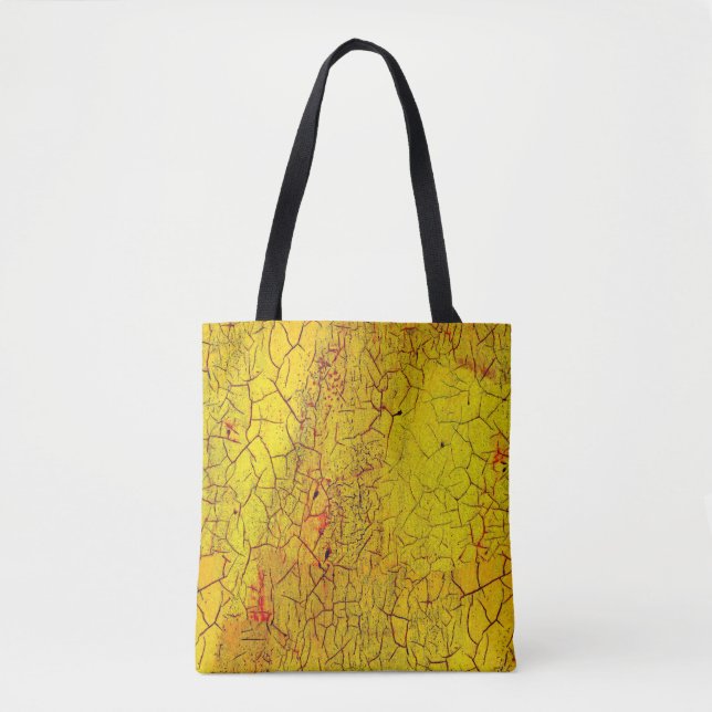 Tote Bag Texture de la vieille peinture jaune craquelé abst (Devant)