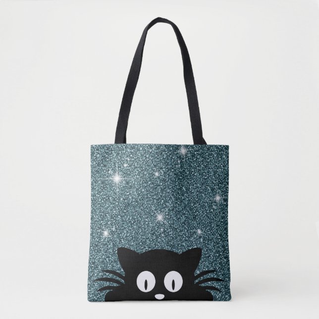Tote Bag Texture de scintillement de faux brillant bleu ave (Devant)