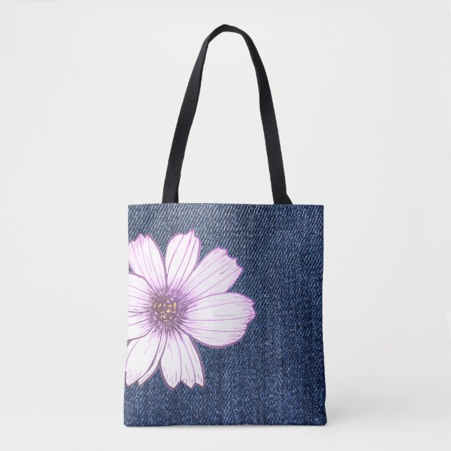 Tote Bag Texture des jeans floraux (Devant)