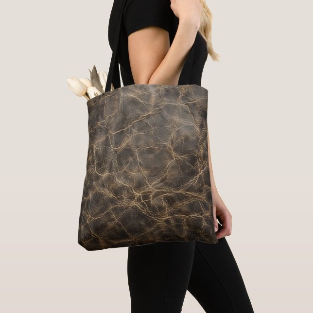 Tote Bag Texture en cuir brut vintage (De près)