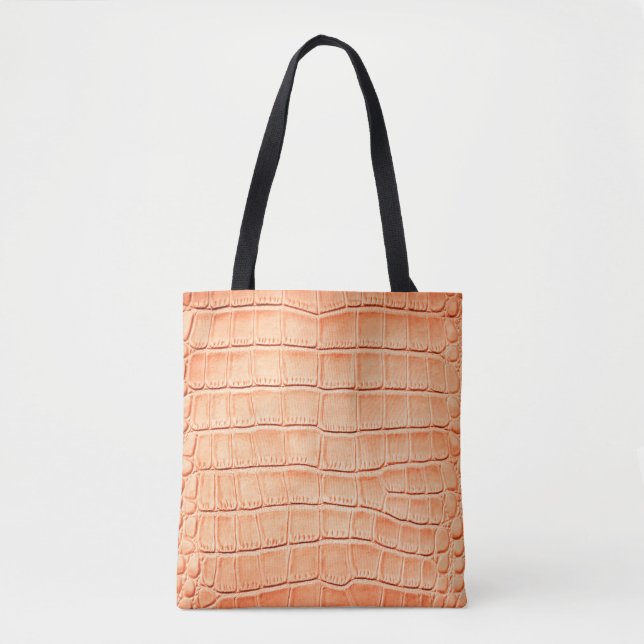 Tote Bag Texture en cuir de crocodile brun clair (Devant)