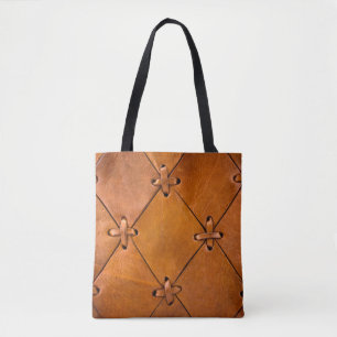 Tote Bag Texture en cuir, détails de selvage naturel.