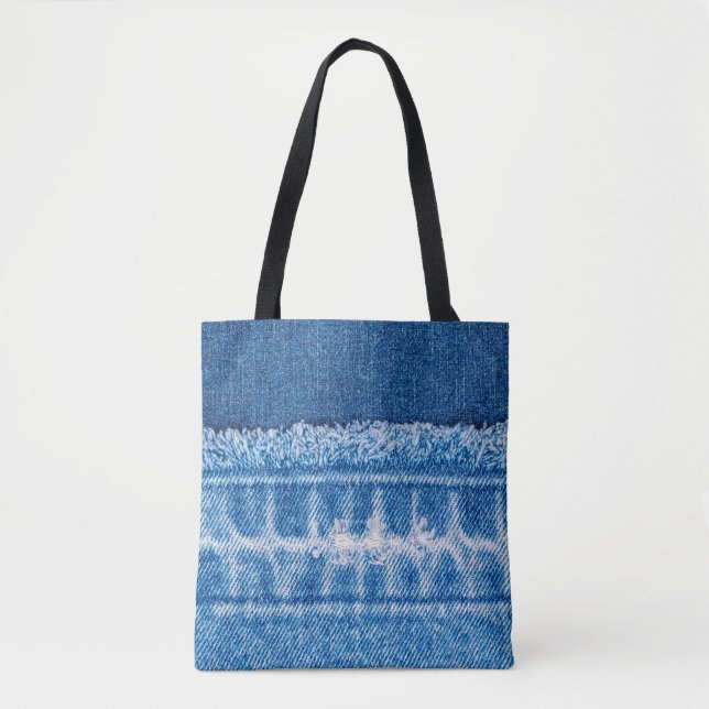 Tote Bag Texture en jean bleu (Devant)