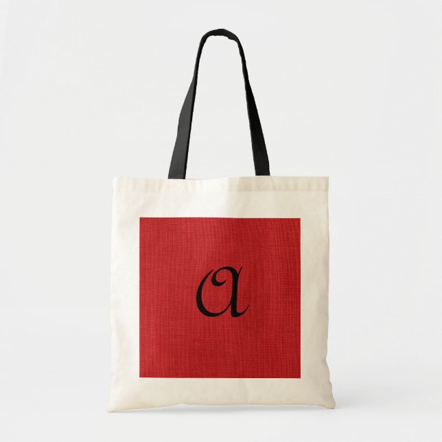 Tote Bag Texture en lin rouge avec Monogramme (Devant)