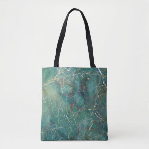 Tote Bag texture en marbre vert malachite, structure détail