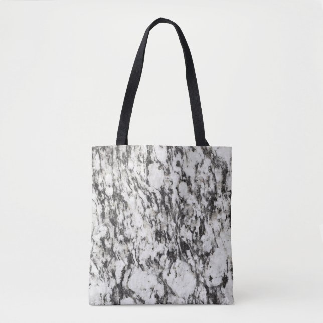 Tote Bag texture granite | Arrière - plan de marbre en noir (Devant)