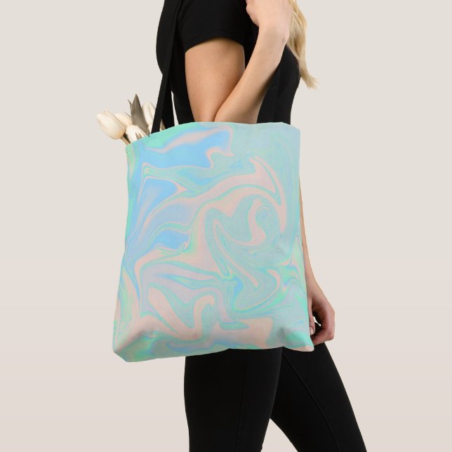 Tote Bag Texture iridescente holographique fausse liquide (De près)