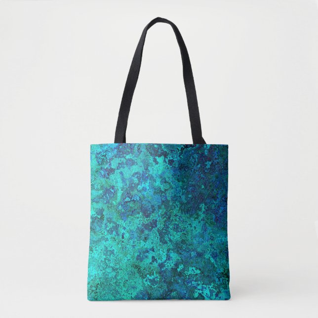 Tote Bag Texture marbre pierre look bleu turquoise turquois (Devant)