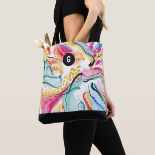 Tote Bag Texture organique printanière avec des formes ondo