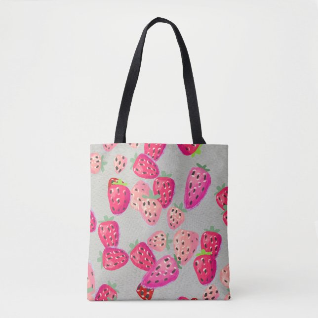 Tote Bag Texture tirée à la main de fraise mûre (Devant)
