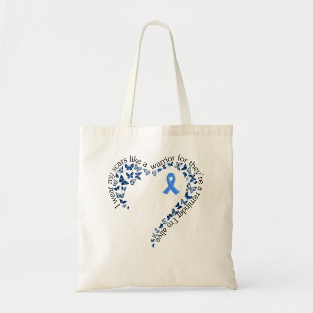 Tote Bag Tg Coeur Papillon Ruban Colon Cancer Sensibilisati (Devant)