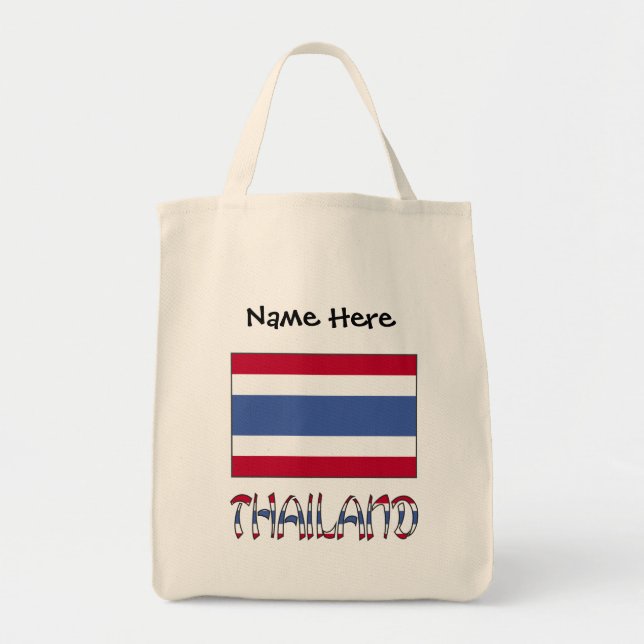 Tote Bag Thaïlande et drapeau thaï avec votre nom (Devant)