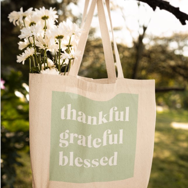 Tote Bag Thankful Grateful Blessed | Thanksgiving Quote (Créateur téléchargé)