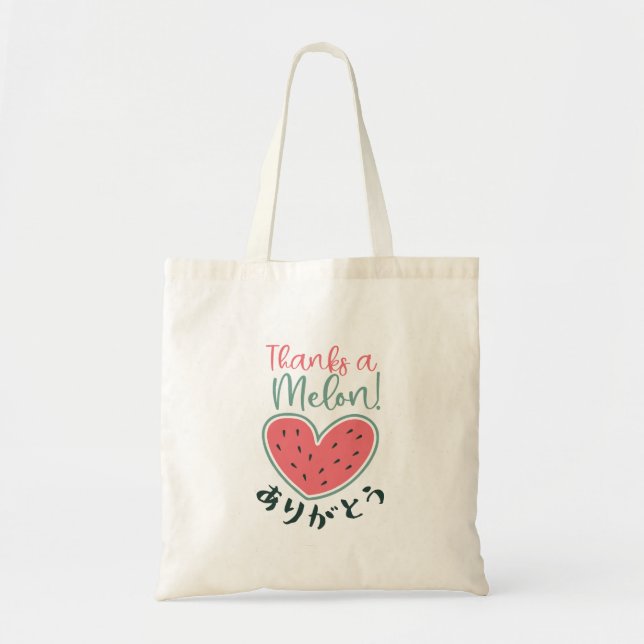 Tote Bag Thanks a Melon Kawaii Heart Watermelon Japanese (Devant)