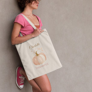 Tote Bag Thanksgiving personnalisé - Hiver Citrouille Merci