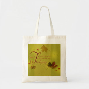Tote Bag Thanksgiving Wishes Typography Leaves