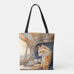 Tote Bag Thé à boire à la chatte orange