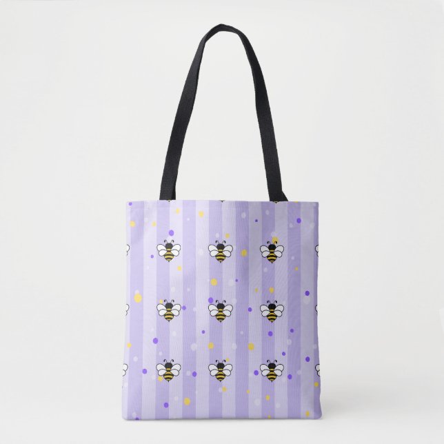 Tote Bag The bees in lilac background (Devant)
