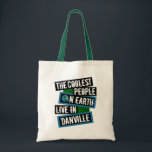 Tote Bag The Coolest People on Earth Live in Danville<br><div class="desc">This design features bold, layered text with the phrase "The Coolest People on Earth Live in Danville" in a striking cool color palette. A globe graphic, integrated with coordinating blue and green blocks, symbolizes the city's global appeal. The design is suitable for showcasing local pride, as it boldly declares Danville's...</div>