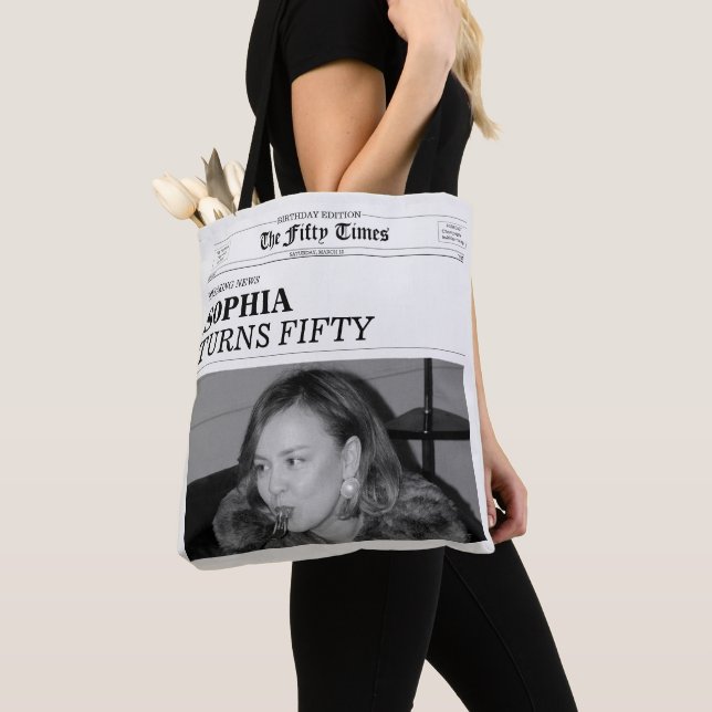 Tote Bag The Fifty Times Newspaper 50th Birthday Party (De près)