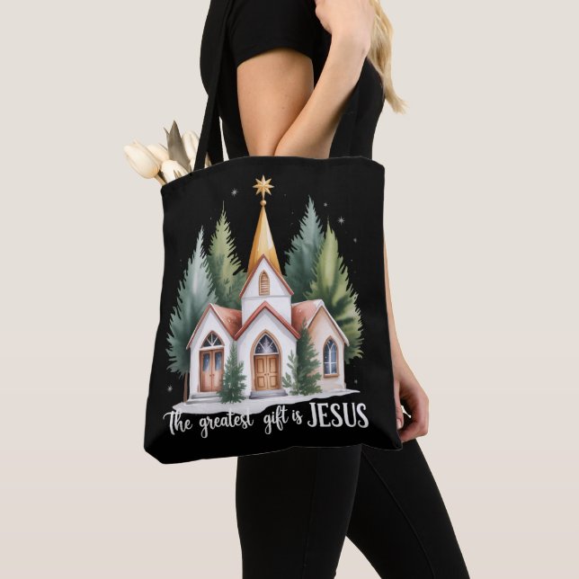Tote Bag The Greatest Gift is Jesus Christmas Church Christ (De près)