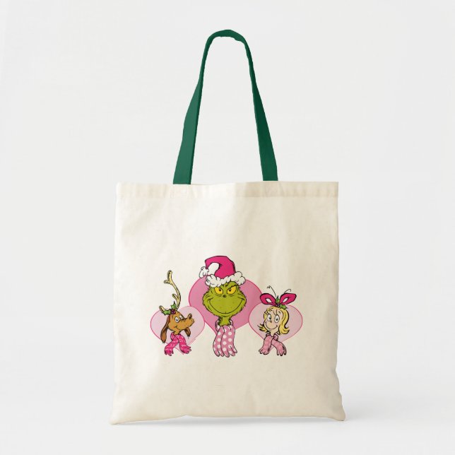 Tote Bag The Grinch Crew in Pink Valentine's Portrait (Devant)
