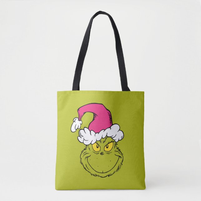 Tote Bag The Grinch in Pink Santa Hat (Devant)