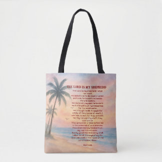 Tote Bag The Lord Is My Shepherd Psalm 23 Sunset Beach