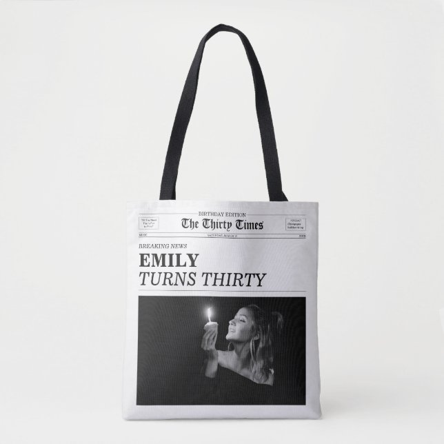 Tote Bag The Thirty Times Newspaper 30th Birthday Party (Devant)