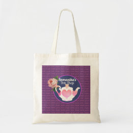Tote Bag Théière florale coeur de boutique de thé personnal