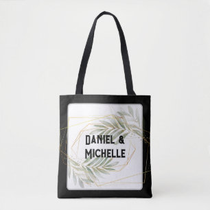 Tote Bag Thème Botanique Mariage Arché Noir Moderne