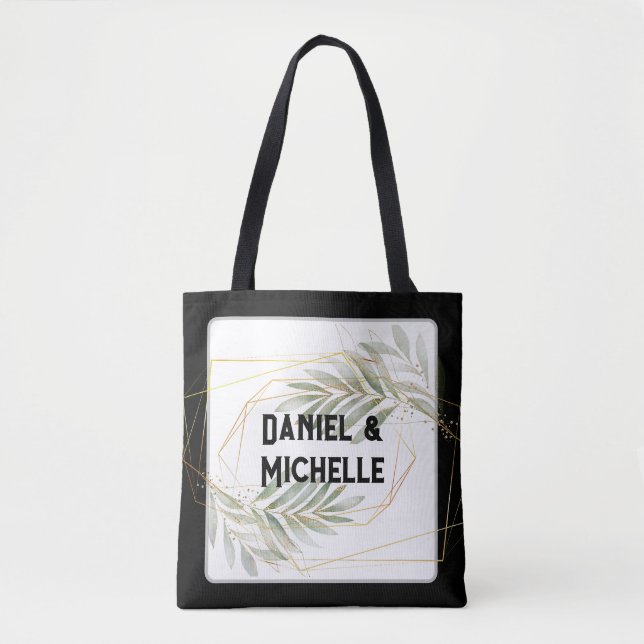 Tote Bag Thème Botanique Mariage Arché Noir Moderne (Devant)
