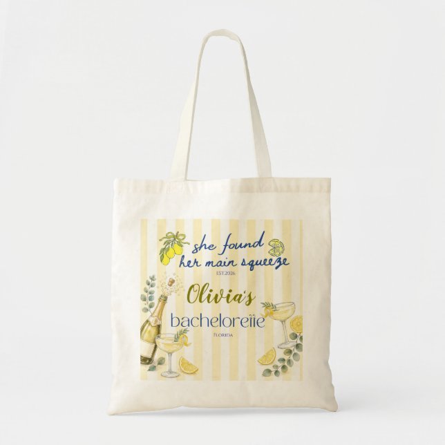 Tote Bag thème citron elle a trouvé son petit ami jaune (Devant)