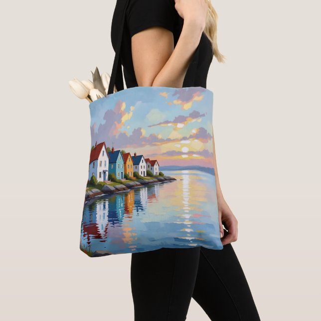 Tote Bag Thème côtier | Maisons de plage sur la baie   (De près)
