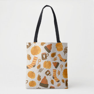Tote Bag Thème d'automne Motif en mosaïque