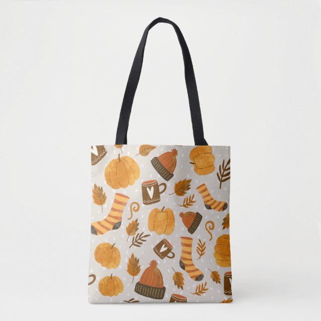 Tote Bag Thème d'automne Motif en mosaïque (Devant)