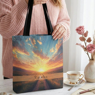 Tote Bag Thème de coucher de soleil Champ Esthétique Modern