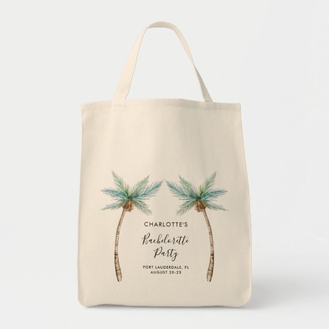 Tote Bag Thème de fête de bachelorette avec palmiers (Devant)