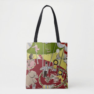 Tote Bag Thème de la piste d'animaux de cirque rétro vintag
