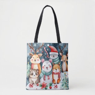 Tote Bag Thème de Noël Animaux mignons