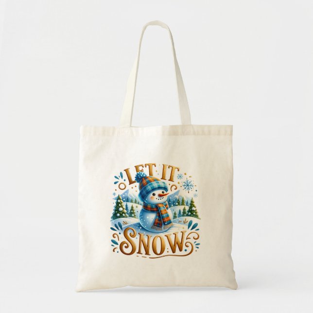 Tote Bag Thème de Noël Laisser Il Neige Mignonne Snowman (Devant)