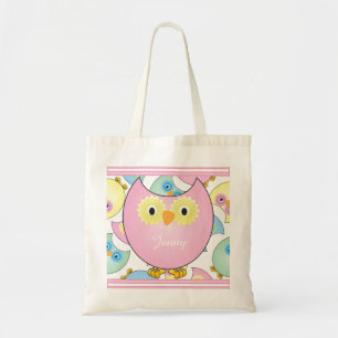 Tote Bag Thème en pastel de crèche de hibou de bébé dan