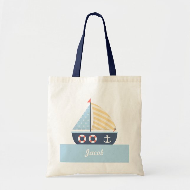 Tote Bag Thème nautique élégant de bateau à voile pour des (Devant)