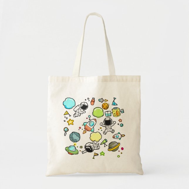 Tote Bag Thème spatial cool - Astronauts & Rocket Ships (Devant)
