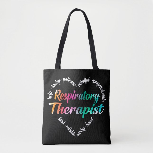 Tote Bag Thérapeute respiratoire Mot de coeur Nuage d'aquar (Devant)