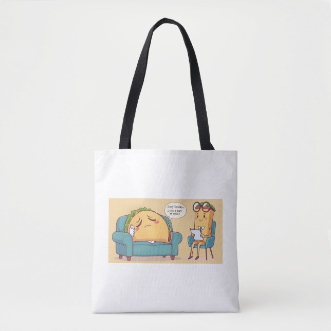 Tote Bag Thérapie Mardi Taco - Drôle Drôle Cartoon Food Art (Devant)