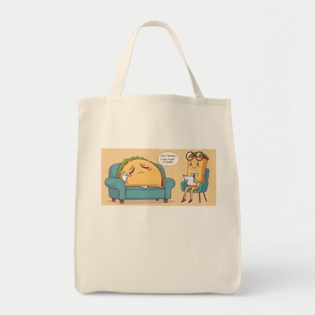 Tote Bag Thérapie Mardi Taco - Drôle Drôle Cartoon Food Art (Devant)