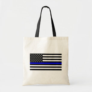 Tote Bag Thin Blue Line Police Cops American Flag